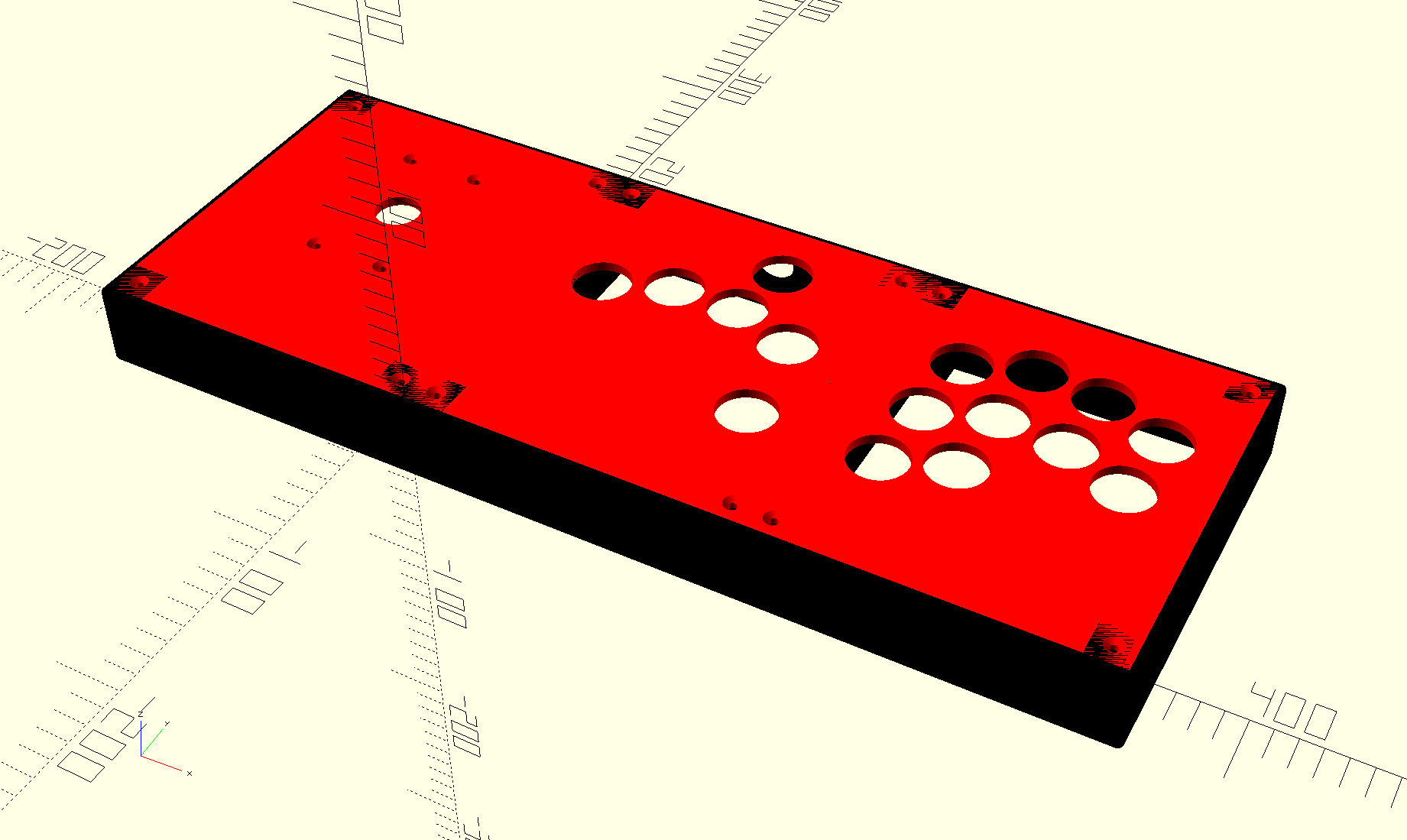 An example of stick components displayed in OpenSCAD