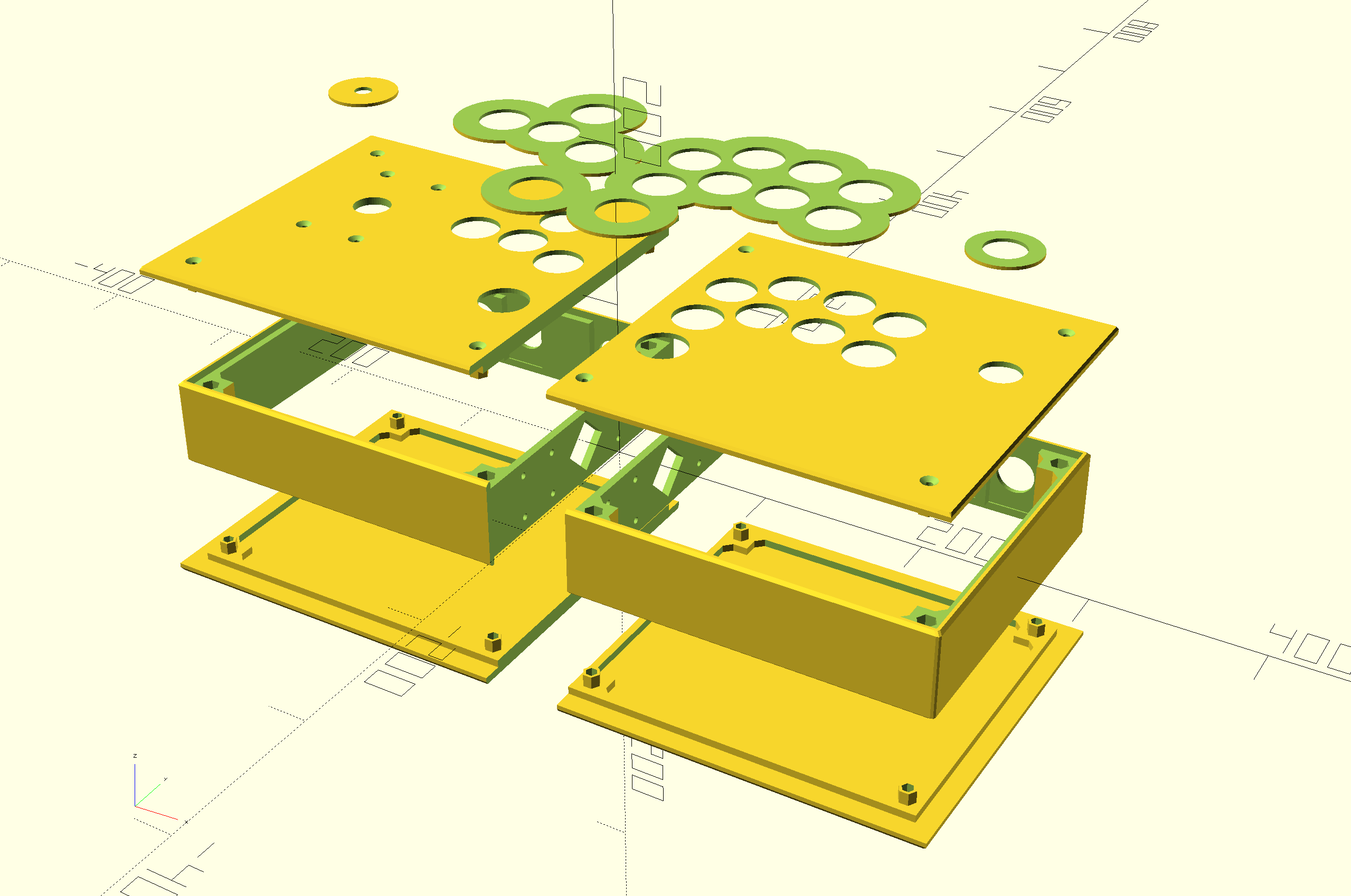 An example of stick components displayed in OpenSCAD