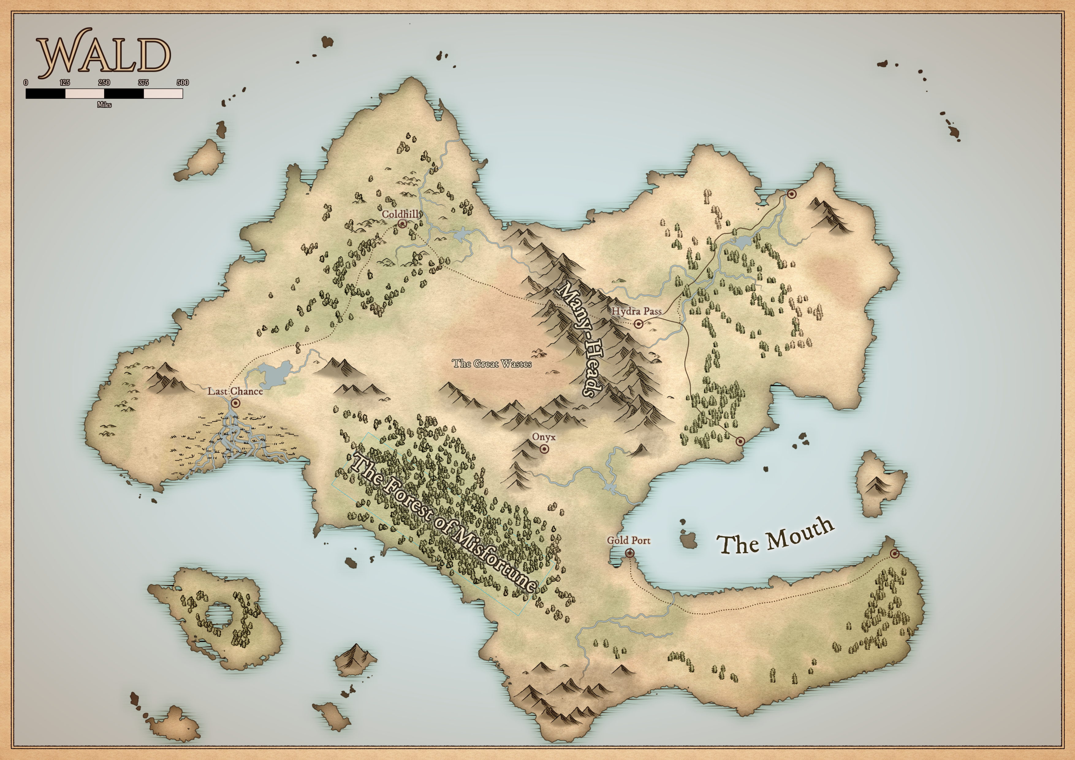 Map of the island of Wald