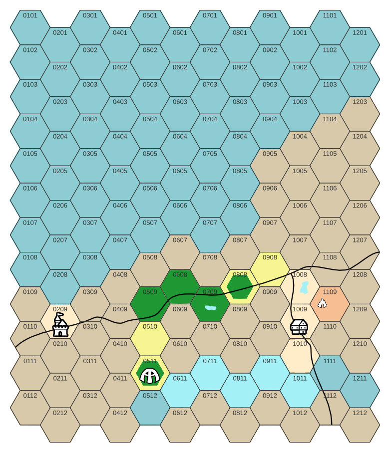 Hex map of Faerûn's Reddansyr area
