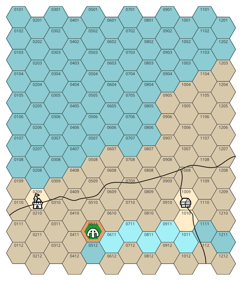 Hex map of Faerûn's Reddansyr area