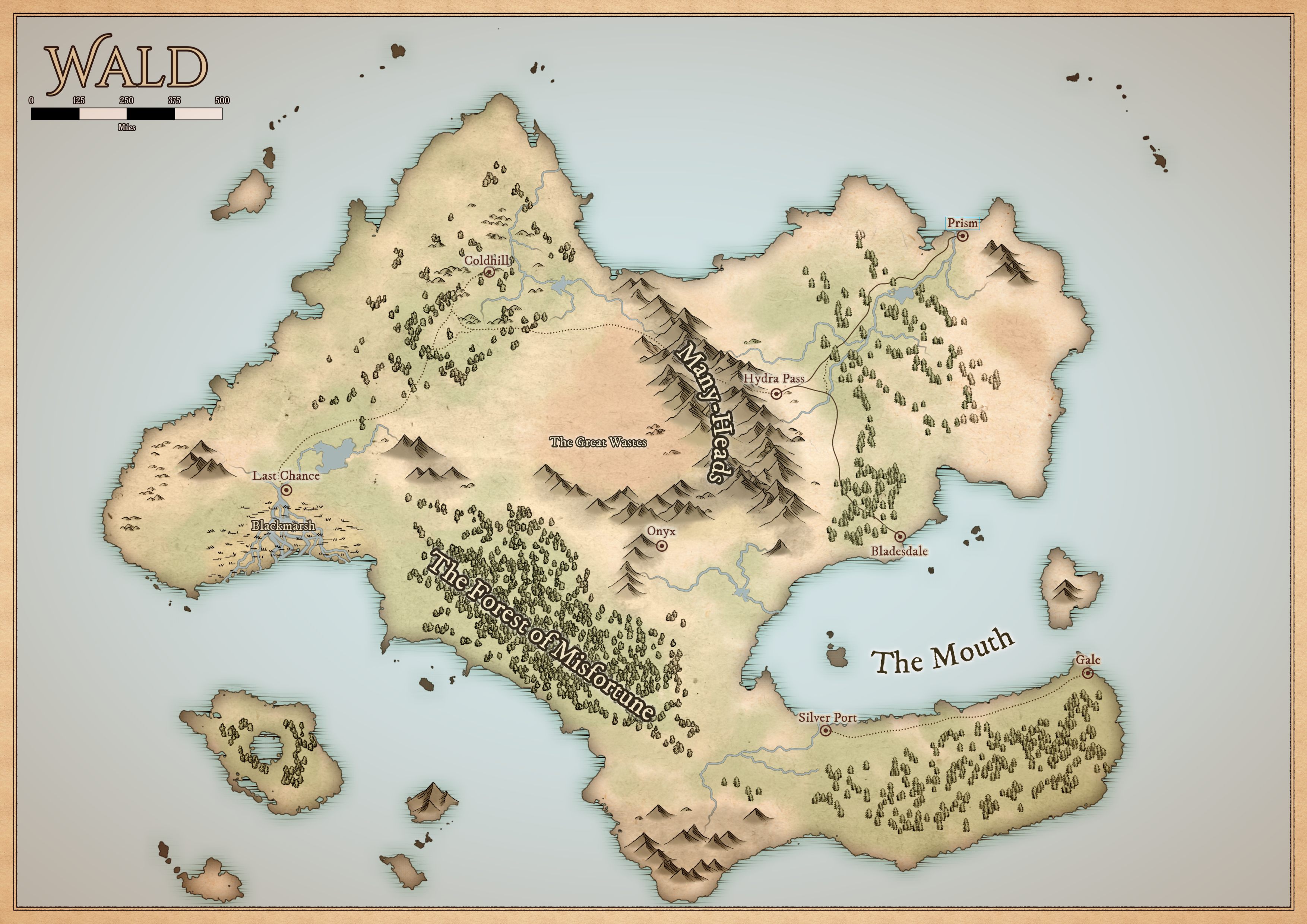 Map of the island of Wald
