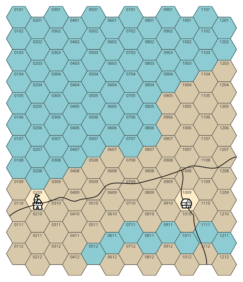 Hex map of Faerûn's Reddansyr area